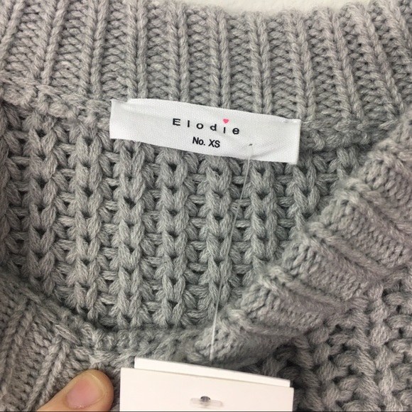 NWT Elodie | Gray Cable Knit Crew neck Sweater  XS - Picture 3 of 4